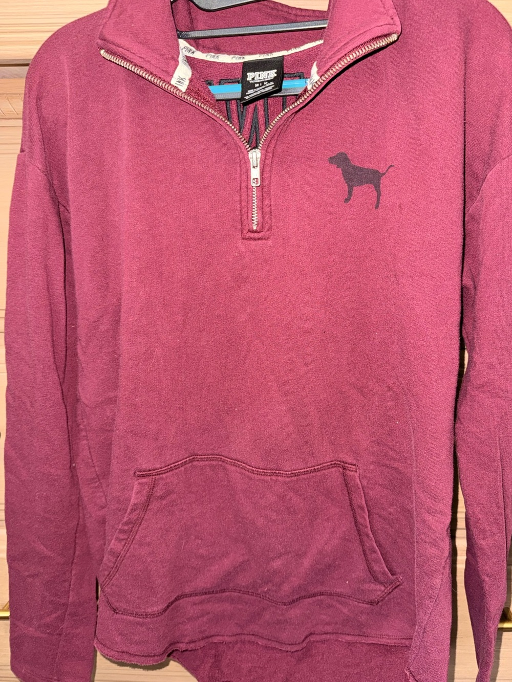 Victoria's Secret Pink Women's Quarter-Zip Pullover - maroon